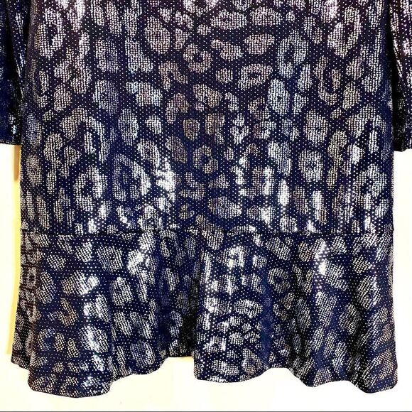 MICHAEL KORS BLACK & SILVER METALLIC LEOPARD PRINT SHIFT DRESS L NWT - Picture 8 of 16